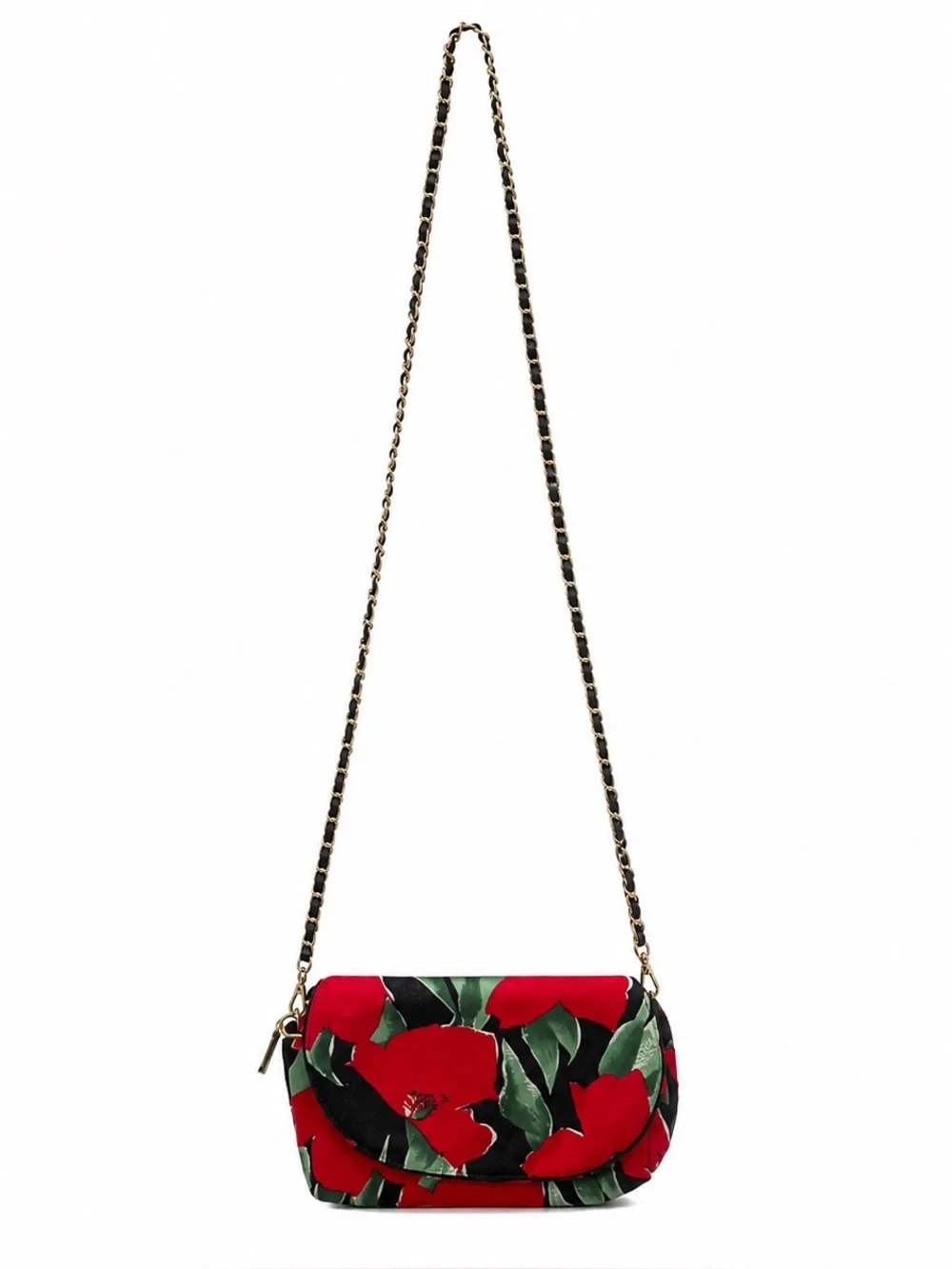 Christian Dior Vintage Women Floral Canvas Chain Strap Converted Crossbody Bag